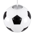 GloboStar® FOOTBALL 00647 Παιδικό Κρεμαστό Φωτιστικό Μπάλα Μονόφωτο 1 x E27 IP20 Λευκό & Μαύρο Γυαλί - Μ25 x Π25 x Υ25cm
