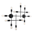 GloboStar® PIPING 00667 Vintage Επιτοίχιο Φωτιστικό Πολύφωτο 12 x E27 IP20 Μαύρο Μέταλλο - Μ78.5 x Π9.5 x Υ64cm