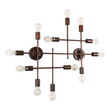 GloboStar® PIPING 00668-1 Vintage Φωτιστικό Οροφής Πλέγμα Πολύφωτο 12 x E27 IP20 Χάλκινο Μέταλλο - Μ78.5 x Π9.5 x Υ64cm