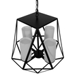 GloboStar® DASTAR 01001-1 Vintage Κρεμαστό Φωτιστικό Πλέγμα Πολύφωτο 4 x E27 IP20 Μαύρο Μέταλλο με Λευκό Γυαλί - Μ52 x Π52 x Υ53cm