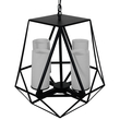 GloboStar® DASTAR 01001-1 Vintage Κρεμαστό Φωτιστικό Πλέγμα Πολύφωτο 4 x E27 IP20 Μαύρο Μέταλλο με Λευκό Γυαλί - Μ52 x Π52 x Υ53cm
