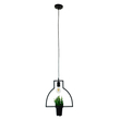 GloboStar® FLOWERPOT 10001209 Μοντέρνο Κρεμαστό Φωτιστικό Ανάρτηση Μονόφωτο 1 x E27 IP20 Μαύρο Μέταλλο με Πράσινο Πλαστικό - Μ34 x Π34 x Y34cm