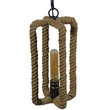 GloboStar® ELDORA 10001014 Vintage Κρεμαστό Φωτιστικό Ανάρτηση Μονόφωτο 1 x E27 IP20 Μαύρο Μέταλλο με Μπεζ Σχοινί - Μ13 x Π13 x Υ30cm
