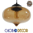 GloboStar® QUINN 01029 Vintage Κρεμαστό Φωτιστικό Ανάρτηση Μονόφωτο 1 x E27 IP20 Μελί Γυαλί με Μαύρο Μέταλλο - Μ26 x Π26 x Υ20cm
