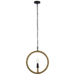 GloboStar® LINDELL 10001111 Vintage Κρεμαστό Φωτιστικό Ανάρτηση Μονόφωτο 1 x E27 IP20 Μαύρο Μέταλλο με Μπεζ Σχοινί - Μ33 x Π33 x Υ33cm