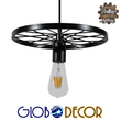 GloboStar® CASTOR 10001161 Vintage Κρεμαστό Φωτιστικό Πλέγμα Μονόφωτο 1 x E27 IP20 Μαύρο Μέταλλο - Μ30 x Π30 x Υ10cm