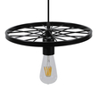 GloboStar® CASTOR 10001161 Vintage Κρεμαστό Φωτιστικό Πλέγμα Μονόφωτο 1 x E27 IP20 Μαύρο Μέταλλο - Μ30 x Π30 x Υ10cm
