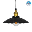 GloboStar® MARGI 10001166 Vintage Κρεμαστό Φωτιστικό Καμπάνα Μονόφωτο 1 x E27 IP20 Μαύρο & Χρυσό Μέταλλο - Μ25 x Π25 x Υ15cm