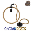 GloboStar® MALVERN 10001239 Vintage Κρεμαστό Φωτιστικό Ανάρτηση Μονόφωτο 1 x E27 IP20 Μαύρο Μέταλλο με Μπεζ Σχοινί - Μ34 x Π22 x Υ34cm