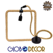 GloboStar® MALVERN 10001240 Vintage Κρεμαστό Φωτιστικό Ανάρτηση Μονόφωτο 1 x E27 IP20 Μαύρο Μέταλλο με Μπεζ Σχοινί - Μ33 x Π22 x Υ33cm