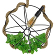 GloboStar® BRADLEY 10001329 Vintage Κρεμαστό Φωτιστικό Πλέγμα Μονόφωτο 1 x E27 IP20 Μπεζ Σχοινί, Πράσινο Πλαστικό με Μαύρο Μέταλλο - Μ42 x Π42 x Υ42cm