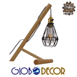 GloboStar® ELMA 10001335 Μοντέρνο Επιτραπέζιο Φωτιστικό Μονόφωτο Ξύλινο με Μαύρο Πλέγμα Φ10 x Μ34 x Π22.5 x Υ42cm