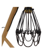 GloboStar® ELMA 10001335 Μοντέρνο Επιτραπέζιο Φωτιστικό Μονόφωτο Ξύλινο με Μαύρο Πλέγμα Φ10 x Μ34 x Π22.5 x Υ42cm