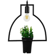GloboStar® FLOWERPOT 10001209 Μοντέρνο Κρεμαστό Φωτιστικό Ανάρτηση Μονόφωτο 1 x E27 IP20 Μαύρο Μέταλλο με Πράσινο Πλαστικό - Μ34 x Π34 x Y34cm