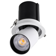 GloboStar® VIRGO-B 60310 Χωνευτό LED Spot Downlight TrimLess Φ13.5cm 20W 2600lm 36° AC 220-240V IP20 Φ13.5cm x Υ14cm - Στρόγγυλο - Λευκό με Μαύρο Κάτοπτρο - Φυσικό Λευκό 4500K - Bridgelux COB - 5 Years Warranty