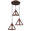 GloboStar® TRIANGLE 00618 Μοντέρνο Κρεμαστό Φωτιστικό Πλέγμα Τρίφωτο 3 x E27 IP20 Χάλκινο Μέταλλο - Μ49 x Π49 x Y130cm