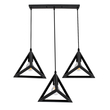 GloboStar® TRIANGLE 00621 Μοντέρνο Κρεμαστό Φωτιστικό Ράγα Τρίφωτο 3 x E27 IP20 Μαύρο Μέταλλο - Μ70 x Π22 x Y130cm