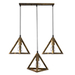 GloboStar® TRIANGLE 00624 Μοντέρνο Κρεμαστό Φωτιστικό Ράγα Τρίφωτο 3 x E27 IP20 Μπρούτζινο Μέταλλο - Μ70 x Π22 x Y130cm