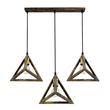 GloboStar® TRIANGLE 00624 Μοντέρνο Κρεμαστό Φωτιστικό Ράγα Τρίφωτο 3 x E27 IP20 Μπρούτζινο Μέταλλο - Μ70 x Π22 x Y130cm