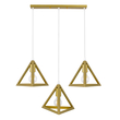GloboStar® TRIANGLE 00625 Μοντέρνο Κρεμαστό Φωτιστικό Ράγα Τρίφωτο 3 x E27 IP20 Χρυσό Μέταλλο - Μ70 x Π22 x Y130cm