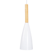 GloboStar® DILLON 00627 Μοντέρνο Κρεμαστό Φωτιστικό Καμπάνα Τρίφωτο 3 x E27 IP20 Λευκό Μέταλλο με Μπεζ Ξύλο - Μ26 x Π26 x Υ130cm