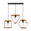 GloboStar® ELISE 00682 Μοντέρνο Κρεμαστό Φωτιστικό Ράγα Τρίφωτο 3 x E27 IP20 Μπεζ Ξύλο με Μαύρο Μέταλλο - Μ76 x Π8 x Υ130cm