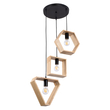 GloboStar® ELISE 00683 Μοντέρνο Κρεμαστό Φωτιστικό Ανάρτηση Τρίφωτο 3 x E27 IP20 Μπεζ Ξύλο με Μαύρο Μέταλλο - Μ55 x Π55 x Υ130cm