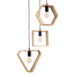 GloboStar® ELISE 00683 Μοντέρνο Κρεμαστό Φωτιστικό Ανάρτηση Τρίφωτο 3 x E27 IP20 Μπεζ Ξύλο με Μαύρο Μέταλλο - Μ55 x Π55 x Υ130cm