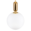GloboStar® MAVERICK 00940 Μοντέρνο Κρεμαστό Φωτιστικό Μπάλα Μονόφωτο 1 x E27 IP20 Χρυσό Μέταλλο με Λευκό Γυαλί - Μ30 x Π30 x Υ48cm