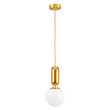 GloboStar® MAVERICK 00943 Μοντέρνο Κρεμαστό Φωτιστικό Μπάλα Μονόφωτο 1 x E27 IP20 Χρυσό Μέταλλο με Λευκό Γυαλί - Μ15 x Π15 x Υ33cm