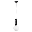 GloboStar® MAVERICK 00945 Μοντέρνο Κρεμαστό Φωτιστικό Μπάλα Μονόφωτο 1 x E27 IP20 Μαύρο Μέταλλο με Λευκό Γυαλί - Μ15 x Π15 x Υ33cm
