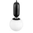 GloboStar® MAVERICK 00945 Μοντέρνο Κρεμαστό Φωτιστικό Μπάλα Μονόφωτο 1 x E27 IP20 Μαύρο Μέταλλο με Λευκό Γυαλί - Μ15 x Π15 x Υ33cm