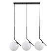 GloboStar® MONROE 00954 Μοντέρνο Κρεμαστό Φωτιστικό Ράγα Τρίφωτο 3 x E27 IP20 Μαύρο Μέταλλο με Λευκό Γυαλί - Μ74 x Π25 x Υ50cm