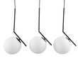 GloboStar® MONROE 00954 Μοντέρνο Κρεμαστό Φωτιστικό Ράγα Τρίφωτο 3 x E27 IP20 Μαύρο Μέταλλο με Λευκό Γυαλί - Μ74 x Π25 x Υ50cm