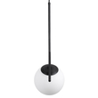 GloboStar® MONROE 00959 Μοντέρνο Κρεμαστό Φωτιστικό Μπάλα Μονόφωτο 1 x E27 IP20 Μαύρο Μέταλλο με Λευκό Γυαλί - Μ15 x Π15 x Υ49cm