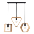 GloboStar® ELISE 00682 Μοντέρνο Κρεμαστό Φωτιστικό Ράγα Τρίφωτο 3 x E27 IP20 Μπεζ Ξύλο με Μαύρο Μέταλλο - Μ76 x Π8 x Υ130cm