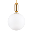 GloboStar® MAVERICK 00940 Μοντέρνο Κρεμαστό Φωτιστικό Μπάλα Μονόφωτο 1 x E27 IP20 Χρυσό Μέταλλο με Λευκό Γυαλί - Μ30 x Π30 x Υ48cm