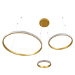 GloboStar® DIAMOND TRIO 61143 Κρεμαστό Φωτιστικό Δαχτυλίδι-Κύκλος LED CCT 100W 12123lm 360° AC 220-240V - Εναλλαγή Φωτισμού μέσω Τηλεχειριστηρίου All In One Ψυχρό 6000k+Φυσικό 4500k+Θερμό 2700k Dimmable Φ25+40+60cm - Χρυσό Βούρτσας - 3 Years Warranty