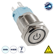 GloboStar® 70785 LED Φωτιζόμενος Διακόπτης Χωνευτός - Μπουτόν PUSH On Ανοξείδωτος DC 12V με Angel Eye Αδιάβροχο Φ18mm IP67 Ψυχρό Λευκό 6000K