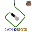 GloboStar® LIBBY 01096-1 Παιδικό Κρεμαστό Φωτιστικό Ανάρτηση Μονόφωτο 1 x E27 IP20 Πράσινο & Μαύρο Μέταλλο - Μ31 x Π31 x Υ16cm