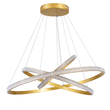 GloboStar® DIAMOND TRIO 61139-DECO Κρεμαστό Φωτιστικό Δαχτυλίδι-Κύκλος LED CCT 120W 14723lm 360° AC 220-240V - Εναλλαγή Φωτισμού μέσω Τηλεχειριστηρίου All In One Ψυχρό 6000k+Φυσικό 4500k+Θερμό 2700k Dimmable Φ40+60+80cm - Χρυσό Βούρτσας - 3 Years Warranty