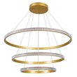 GloboStar® DIAMOND TRIO 61139-DECO Κρεμαστό Φωτιστικό Δαχτυλίδι-Κύκλος LED CCT 120W 14723lm 360° AC 220-240V - Εναλλαγή Φωτισμού μέσω Τηλεχειριστηρίου All In One Ψυχρό 6000k+Φυσικό 4500k+Θερμό 2700k Dimmable Φ40+60+80cm - Χρυσό Βούρτσας - 3 Years Warranty