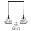 GloboStar® EIFFEL 61569 Vintage Κρεμαστό Φωτιστικό Ράγα Τρίφωτο 3 x E27 IP20 Μαύρο Μέταλλο με Λευκό Ύφασμα - Μ68 x Π25 x Υ130cm