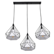 GloboStar® EIFFEL 61569 Vintage Κρεμαστό Φωτιστικό Ράγα Τρίφωτο 3 x E27 IP20 Μαύρο Μέταλλο με Λευκό Ύφασμα - Μ68 x Π25 x Υ130cm