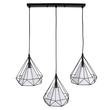 GloboStar® EIFFEL 61569 Vintage Κρεμαστό Φωτιστικό Ράγα Τρίφωτο 3 x E27 IP20 Μαύρο Μέταλλο με Λευκό Ύφασμα - Μ68 x Π25 x Υ130cm