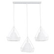 GloboStar® EIFFEL 61570 Vintage Κρεμαστό Φωτιστικό Ράγα Τρίφωτο 3 x E27 IP20 Λευκό Μέταλλο με Λευκό Ύφασμα - Μ68 x Π25 x Υ130cm