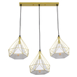 GloboStar® EIFFEL 61571 Vintage Κρεμαστό Φωτιστικό Ράγα Τρίφωτο 3 x E27 IP20 Χρυσό Μέταλλο με Λευκό Ύφασμα - Μ68 x Π25 x Υ130cm