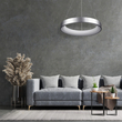 GloboStar® SALEM 61246 Κρεμαστή Πλαφονιέρα Οροφής Δαχτυλίδι-Κύκλος LED CCT 105W 12075lm 120° AC 220-240V - Εναλλαγή Φωτισμού μέσω Τηλεχειριστηρίου All In One Ψυχρό 6000k+Φυσικό 4500k+Θερμό 2700k Dimmable Φ60cm - Ασημί - 3 Years Warranty