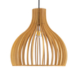 GloboStar® SCANDINAVIA 01697 Μοντέρνο Κρεμαστό Φωτιστικό Πλέγμα Μονόφωτο 1 x E27 IP20 Μπεζ Ξύλο - Μ35 x Π35 x Υ35cm