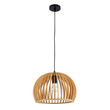 GloboStar® SCANDINAVIA 01698 Μοντέρνο Κρεμαστό Φωτιστικό Πλέγμα Μονόφωτο 1 x E27 IP20 Μπεζ Ξύλο - Μ33 x Π33 x Υ20cm
